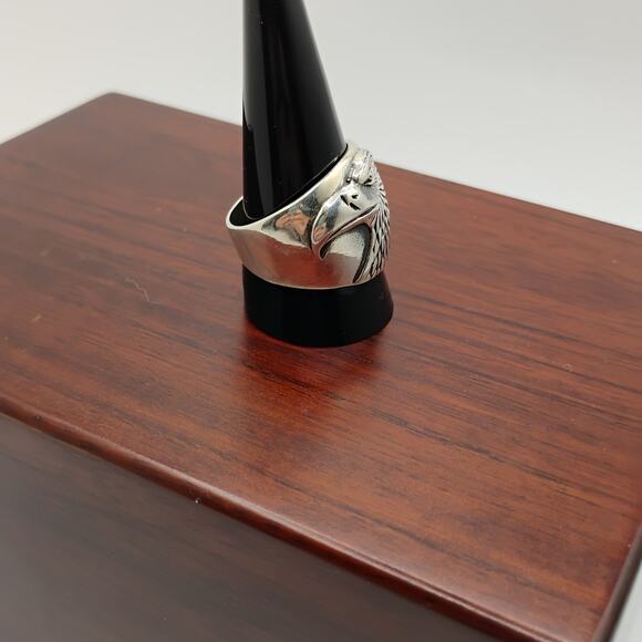 Eagle Head Sterling Silver Wide Band Ring Sz 11 - Picture 3 of 7
